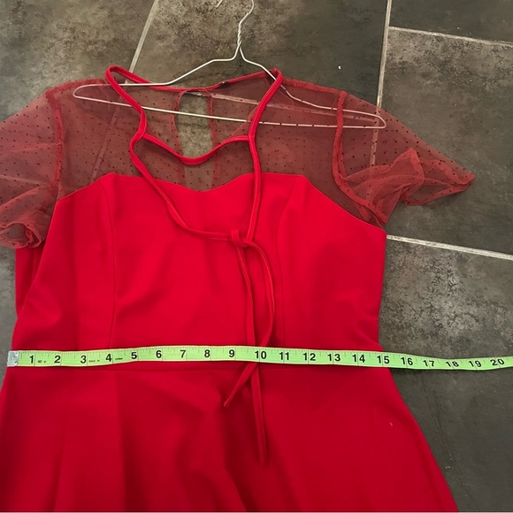 Scarlet Swing Dress with Sheer Sleeves - Picture 7 of 8